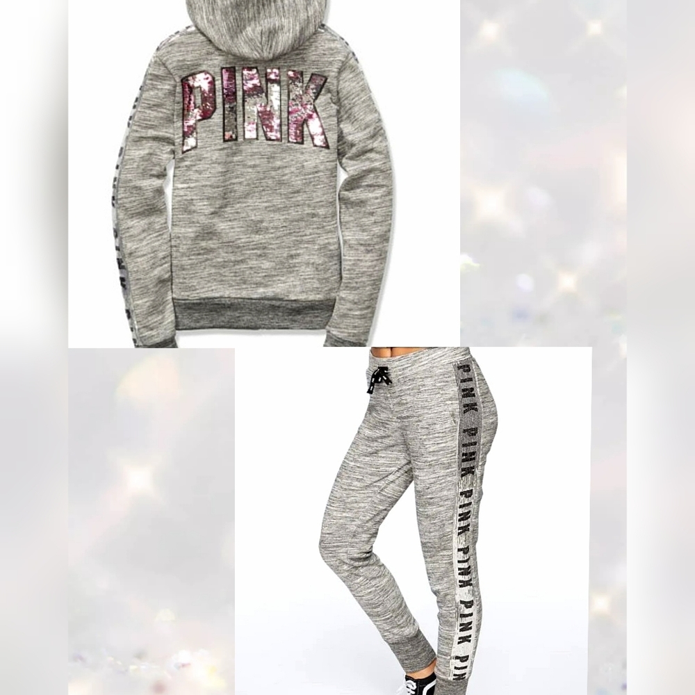 NWOT Victoria's Secret Pink Flip Sequin Bling Set. L/XL.